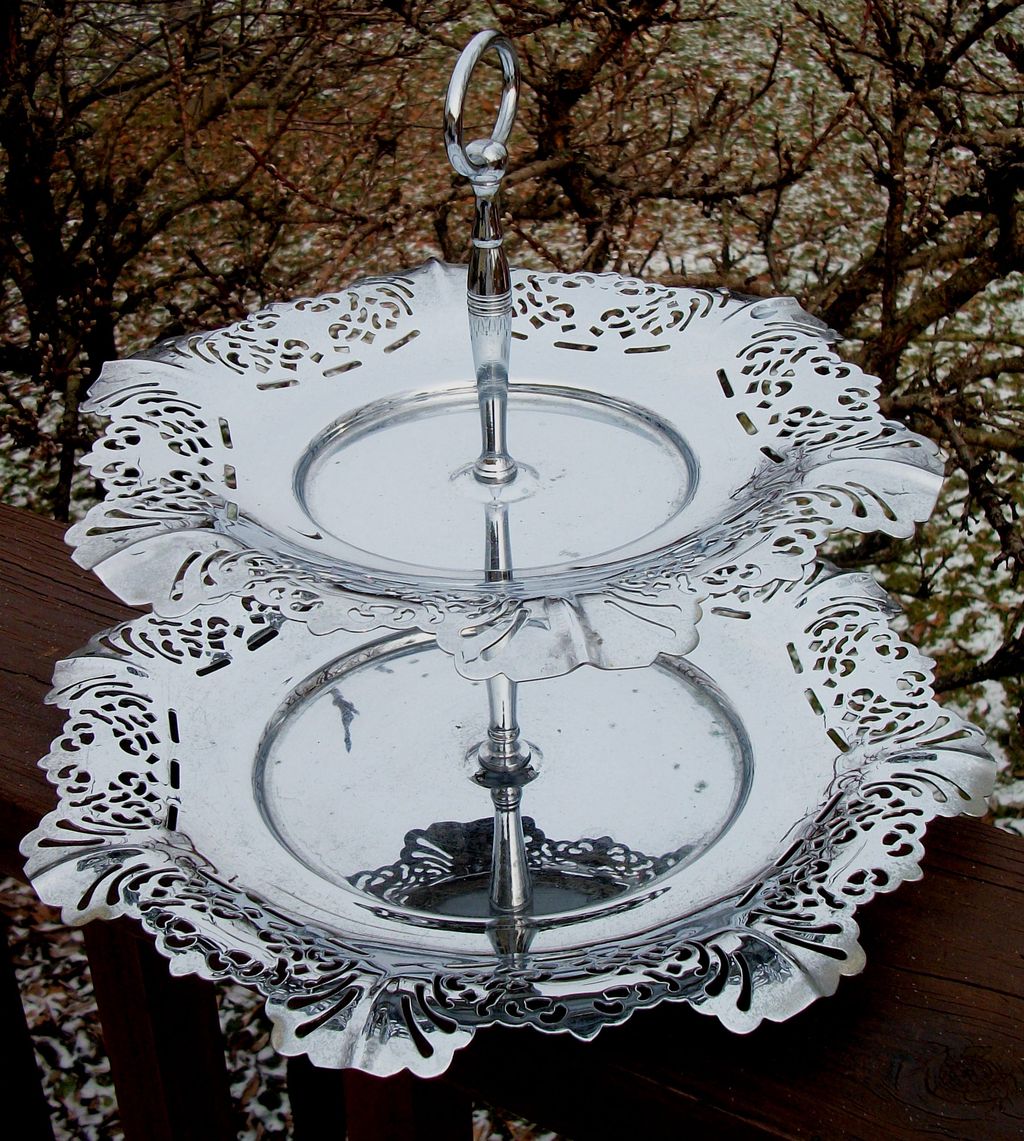 Vintage Krome Craft 2 Tiered Tidbit Tray Vintage Krome Craft 2 Tiered Tidbit Tray