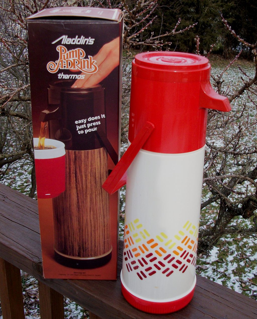 Aladdin Pump A Drink Thermos, 1970's, New In Box Aladdin Pump A Drink Thermos, 1970's, New In Box