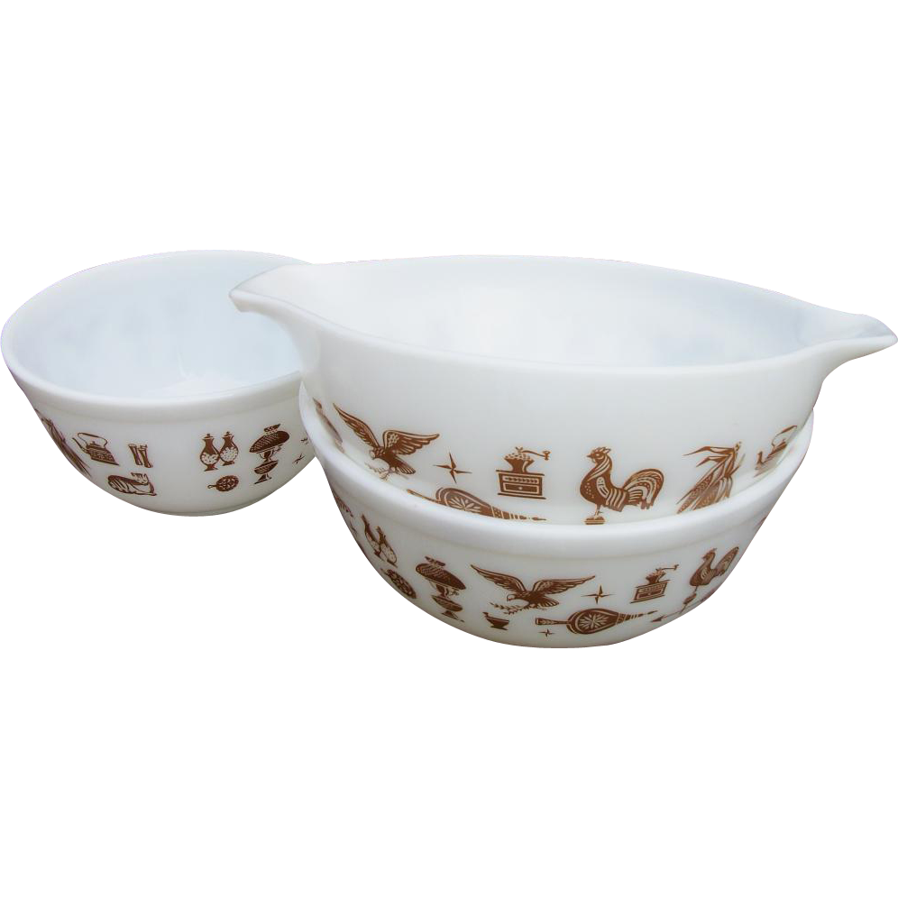 Set Of 3 Pyrex Early American Bowls Set Of 3 Pyrex Early American Bowls