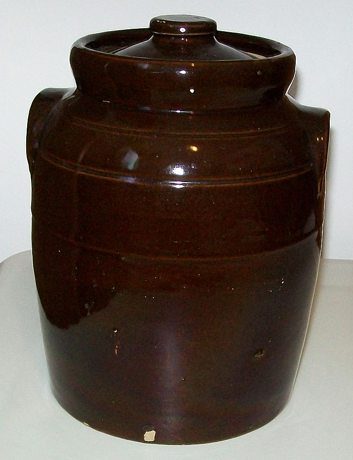 Vintage Cold Paint Cookie Jar - Deep Rich Brown with Yellow Flowers Vintage Cold Paint Cookie Jar - Deep Rich Brown with Yellow Flowers