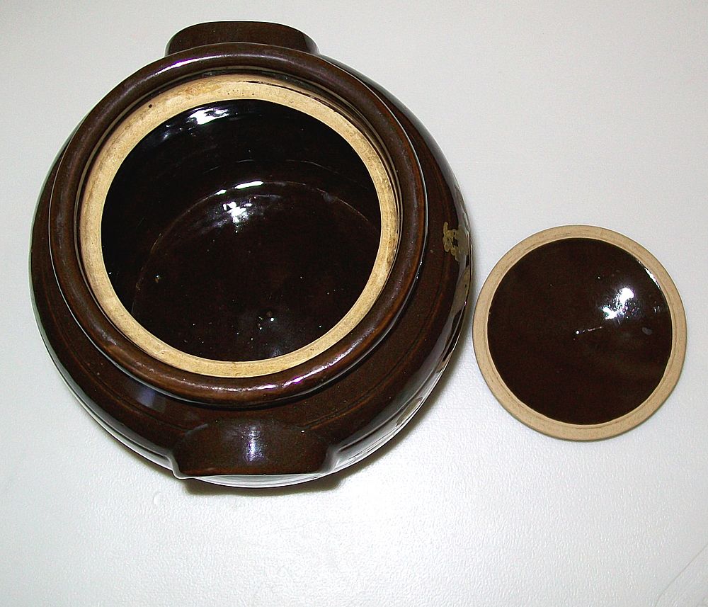 Vintage Cold Paint Cookie Jar - Deep Rich Brown with Yellow Flowers Vintage Cold Paint Cookie Jar - Deep Rich Brown with Yellow Flowers