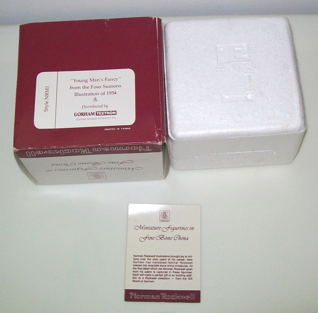 Gorham Fine Bone China Figurine - Norman Rockwell's "Spring - Young Man's Fancy" - Original Box Gorham Fine Bone China Figurine - Norman Rockwell's "Spring - Young Man's Fancy" - Original Box