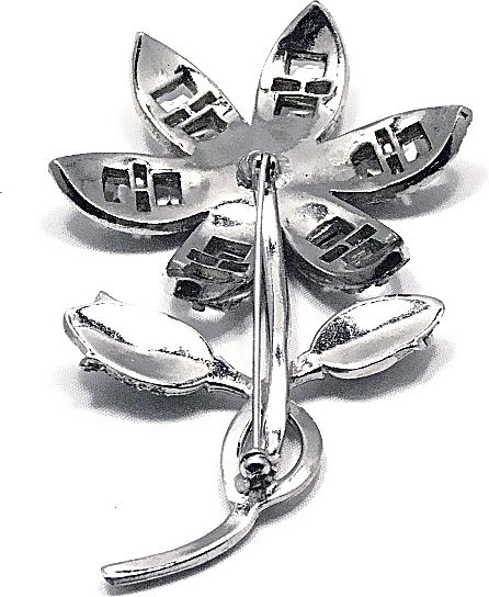 Very Heavy Rhodium Plated Flower and Buds Brooch Very Heavy Rhodium Plated Flower and Buds Brooch