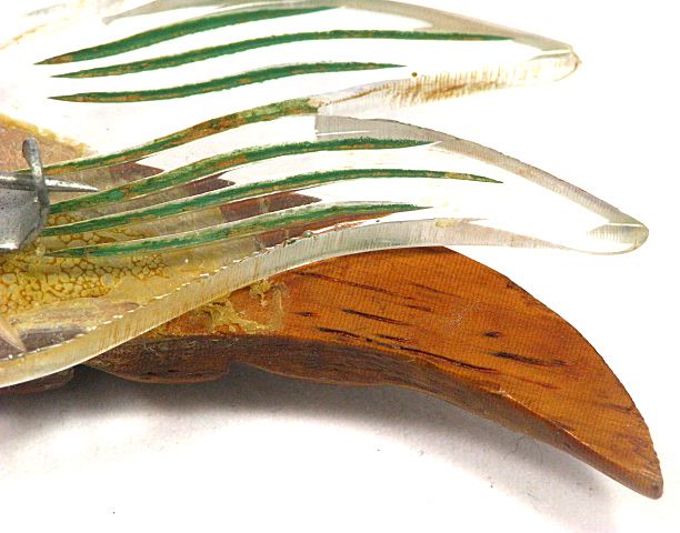 Carved Lucite and Wood Parrot Brooch Carved Lucite and Wood Parrot Brooch