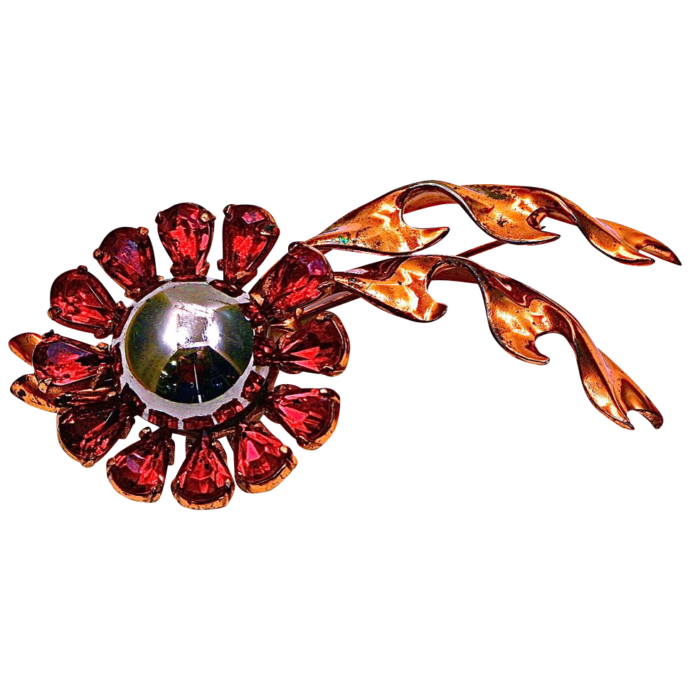 FRED A. BLOCK Designer Signed Stunning Sterling with a Red Gold Vermeil Brooch FRED A. BLOCK Designer Signed Stunning Sterling with a Red Gold Vermeil Brooch