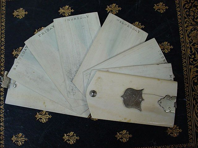 19th Century Victorian Ivory Daily 6 Day Note Pad 19th Century Victorian Ivory Daily 6 Day Note Pad