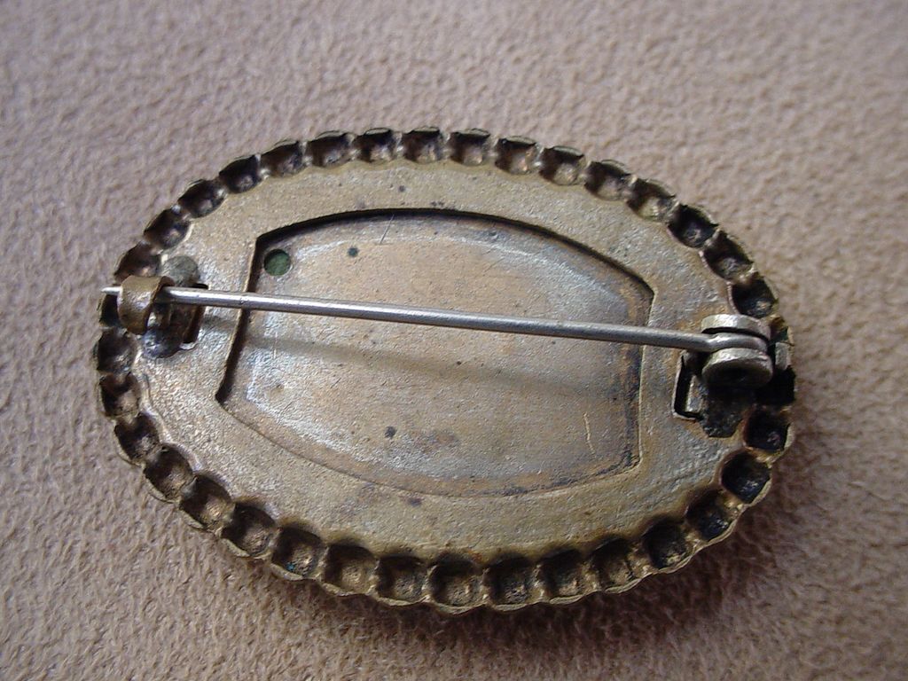 Victorian Floral Mother of Pearl & Paperweight Glass Pin Brooch Victorian Floral Mother of Pearl & Paperweight Glass Pin Brooch