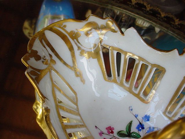 Rococco Old Paris Porcelain Pierced Basket w/Handpainted florals Rococco Old Paris Porcelain Pierced Basket w/Handpainted florals