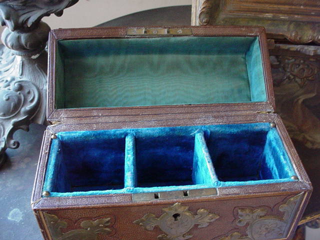 Antique Leather & Brass Perfume Scent Decanter Case Tantalus Antique Leather & Brass Perfume Scent Decanter Case Tantalus