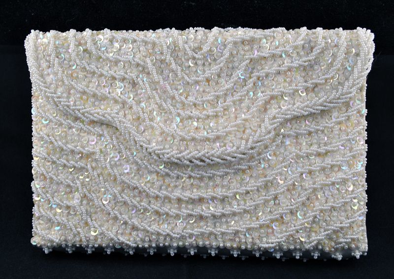 1950's 1950s Vintage Bridal Designer Bonsoir Handmade in Hong Kong w Italian Bead 1950's 1950s Vintage Bridal Designer Bonsoir Handmade in Hong Kong w Italian Bead