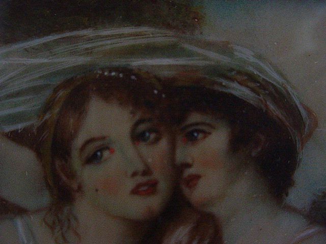 Nude Women Erotic Miniature Portrait Painting on Ivory signed R.V. Nude Women Erotic Miniature Portrait Painting on Ivory signed R.V.