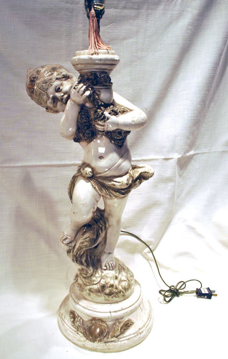 FREE SHIPPING 1960's 1960s Shabby Chic Paint Chipped Angel Putti Paris Apartment Table Lamp FREE SHIPPING 1960's 1960s Shabby Chic Paint Chipped Angel Putti Paris Apartment Table Lamp