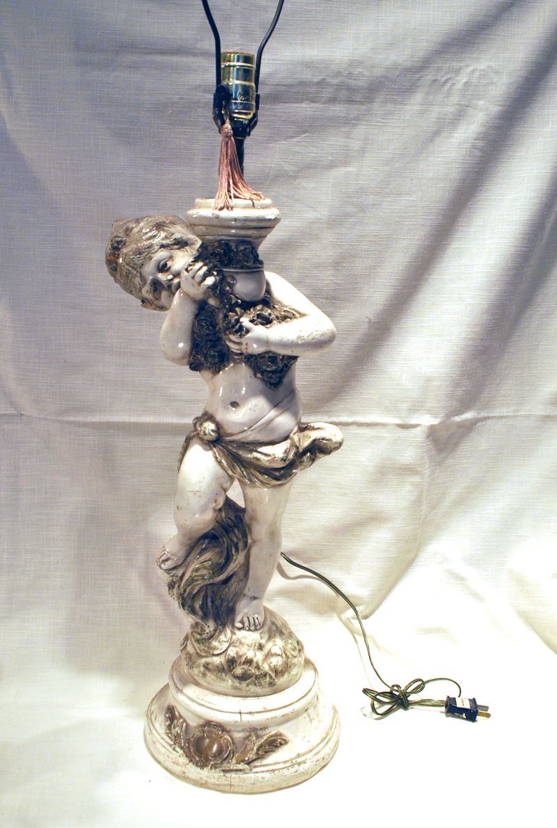 FREE SHIPPING 1960's 1960s Shabby Chic Paint Chipped Angel Putti Paris Apartment Table Lamp FREE SHIPPING 1960's 1960s Shabby Chic Paint Chipped Angel Putti Paris Apartment Table Lamp