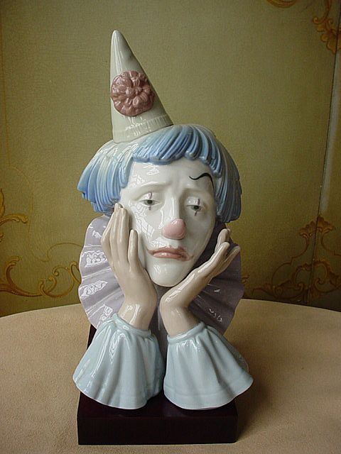 Large Retired Lladro Porcelain Jester Clown Head 5129 w/base Large Retired Lladro Porcelain Jester Clown Head 5129 w/base