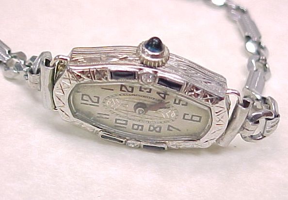 Art Deco Ladies Watch 18k White Gold, Platinum, Sapphire & Diamond Art Deco Ladies Watch 18k White Gold, Platinum, Sapphire & Diamond