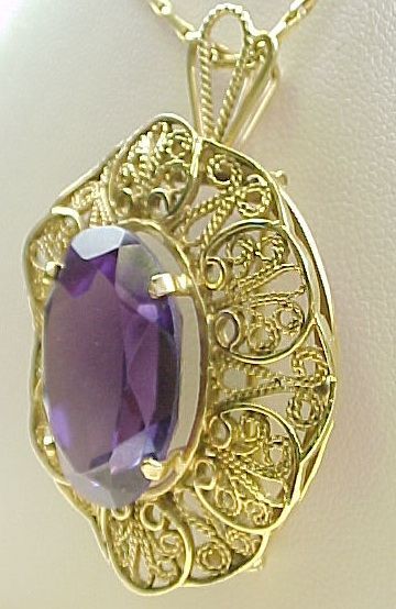 BIG 14 Carat Alexandrite Pendant / Brooch 14k Gold Filigree BIG 14 Carat Alexandrite Pendant / Brooch 14k Gold Filigree