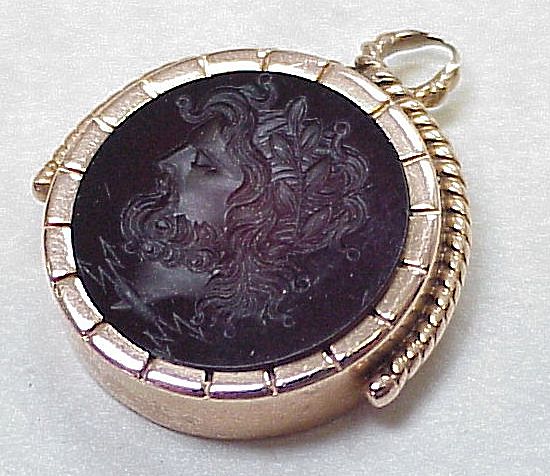 Hercules Intaglio Deep Red Paste/Glass 14k Gold Frame Pendant Hercules Intaglio Deep Red Paste/Glass 14k Gold Frame Pendant
