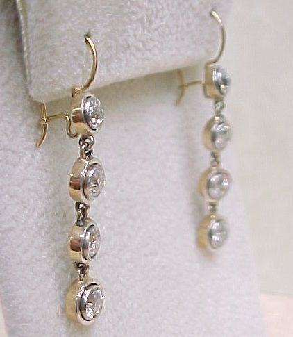 Victorian Diamond Dangle Earrings 1.74 ctw Old Mine Cuts Victorian Diamond Dangle Earrings 1.74 ctw Old Mine Cuts