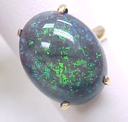 BIG Vintage Natural Black Opal Ring 14k Gold Circa 1960's BIG Vintage Natural Black Opal Ring 14k Gold Circa 1960's