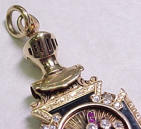 14k Fob Diamond & Ruby Knights Templar 32nd Degree Masonic OPENS 14k Fob Diamond & Ruby Knights Templar 32nd Degree Masonic OPENS