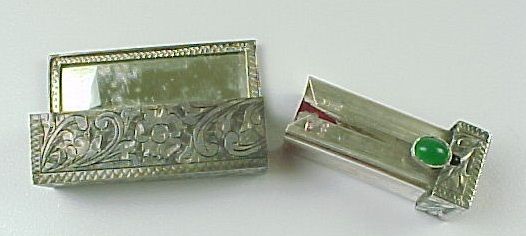 Vintage Taxco 800 Silver Chrysoprase Mirrored Lipstick Case Vintage Taxco 800 Silver Chrysoprase Mirrored Lipstick Case