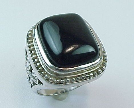 Sterling Silver Large Chunky Polished Onyx Ring Sterling Silver Large Chunky Polished Onyx Ring