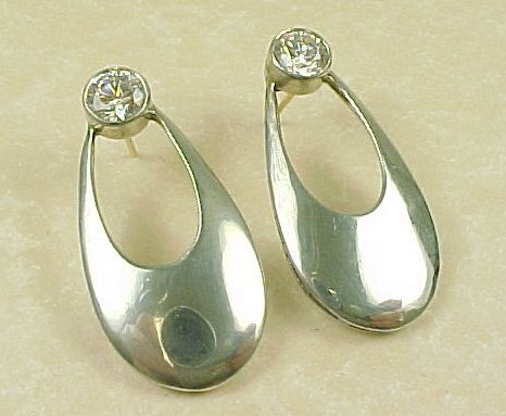 LARGE Drop Earrings 4 CTW Faux Diamond & Sterling Silver LARGE Drop Earrings 4 CTW Faux Diamond & Sterling Silver