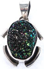 Sterling Rainbow Colored Drusy Oval Pendant .... Sterling Rainbow Colored Drusy Oval Pendant ....