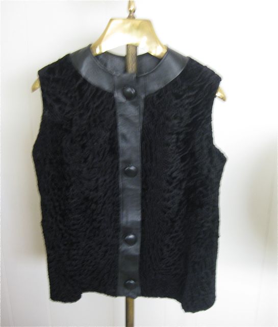 ESTATE Black Leather & Persian Lamb Vest ESTATE Black Leather & Persian Lamb Vest