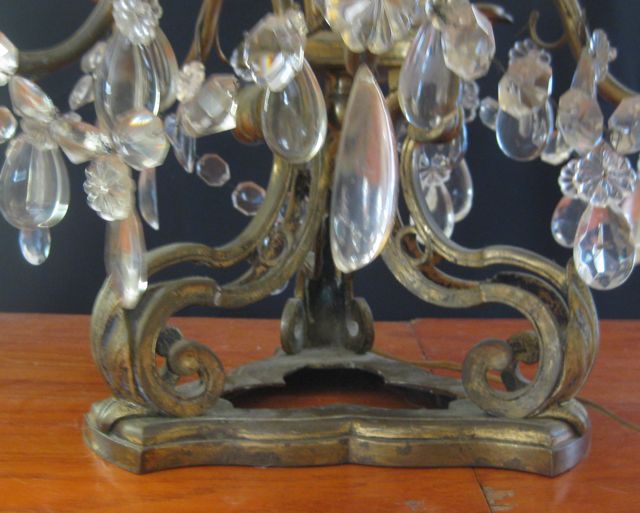 1920s European 36" Girandole Crystal Table Lamps 1920s European 36" Girandole Crystal Table Lamps