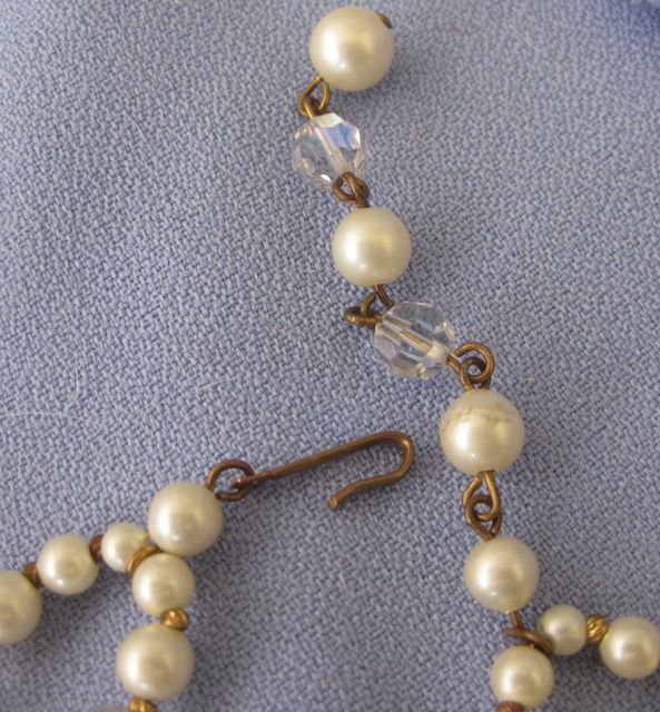 Signed KRAMER Faux Pearl AB Crystal Egyptian Style Collar/Earrings Signed KRAMER Faux Pearl AB Crystal Egyptian Style Collar/Earrings