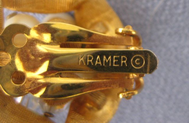 Signed KRAMER Faux Pearl AB Crystal Egyptian Style Collar/Earrings Signed KRAMER Faux Pearl AB Crystal Egyptian Style Collar/Earrings