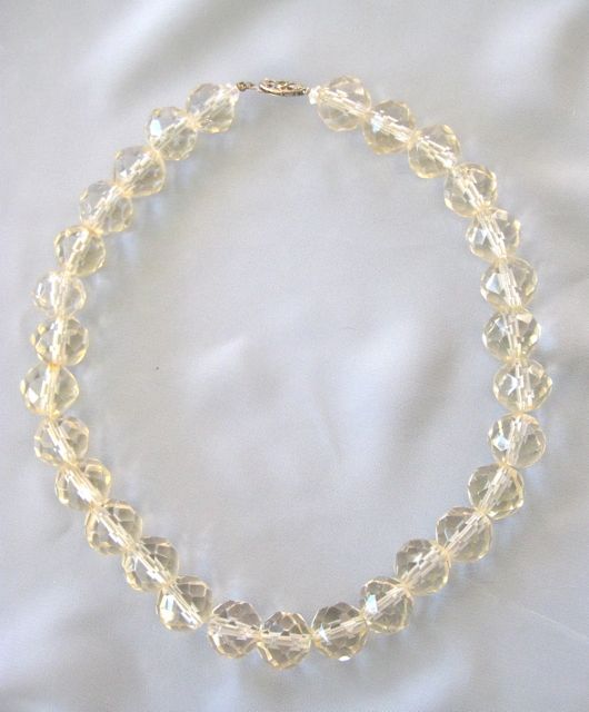 HUGE Clear Faceted Crystal Bead Necklace -17mm!! HUGE Clear Faceted Crystal Bead Necklace -17mm!!