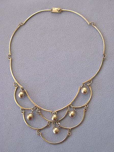 Mexican Sterling Dangling Bib Necklace Mexican Sterling Dangling Bib Necklace