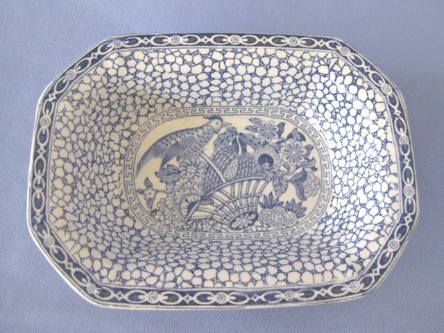 Adams Blue White CHINESE BIRD Bowl - Signed -8-1/2" Adams Blue White CHINESE BIRD Bowl - Signed -8-1/2"