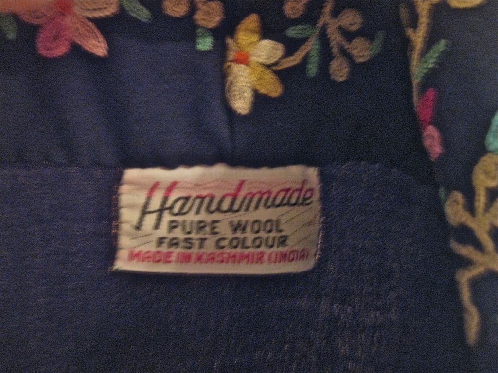 Vintage Handmade Embroidered Long KASHMIR Wool Hostess Robe/Coat Vintage Handmade Embroidered Long KASHMIR Wool Hostess Robe/Coat