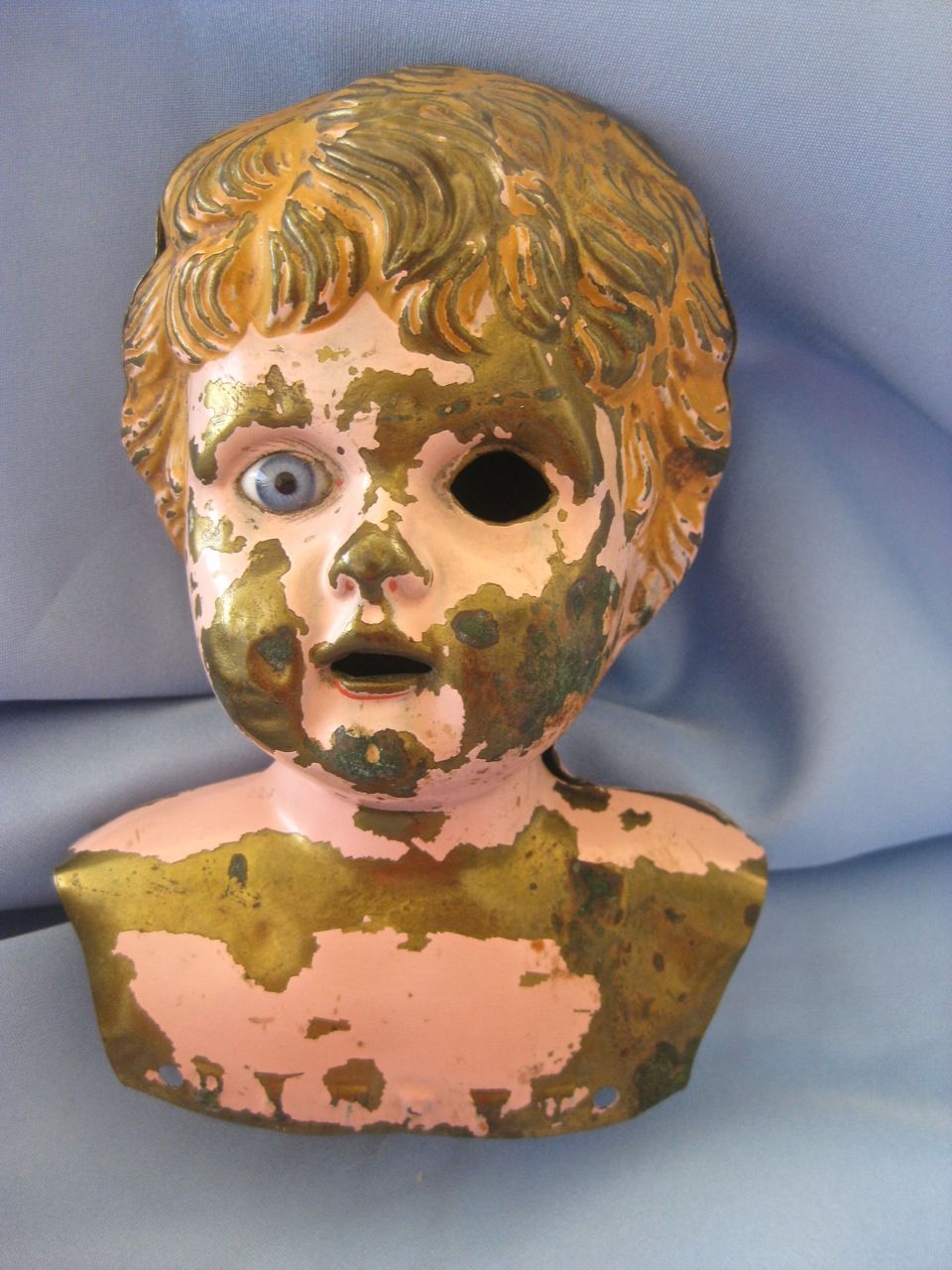 Antique Painted Metal DOLL Head Antique Painted Metal DOLL Head