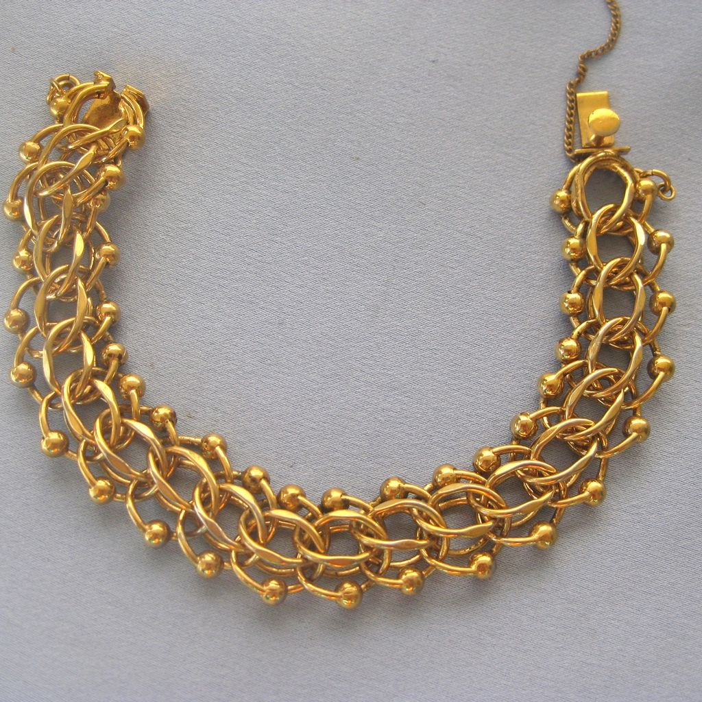 Vintage Gold Filled Open Link ETRUSCAN Style Wide Bracelet Vintage Gold Filled Open Link ETRUSCAN Style Wide Bracelet