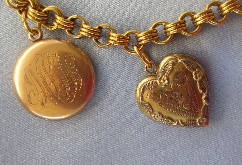 Goldfilled Vintage & Antique Locket Charm Bracelet Goldfilled Vintage & Antique Locket Charm Bracelet
