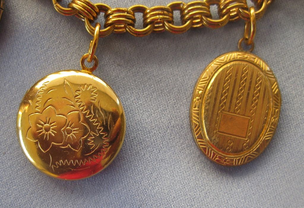 Goldfilled Vintage & Antique Locket Charm Bracelet Goldfilled Vintage & Antique Locket Charm Bracelet