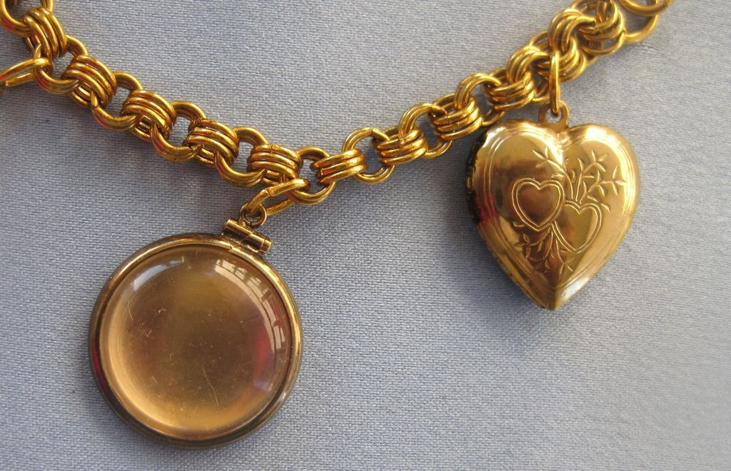Goldfilled Vintage & Antique Locket Charm Bracelet Goldfilled Vintage & Antique Locket Charm Bracelet