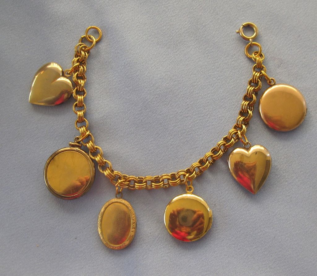 Goldfilled Vintage & Antique Locket Charm Bracelet Goldfilled Vintage & Antique Locket Charm Bracelet