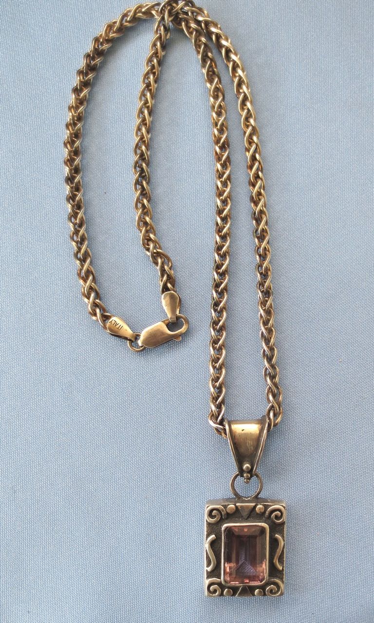 Sterling Amethyst Pendant/Chunky Wheat Chain Sterling Amethyst Pendant/Chunky Wheat Chain