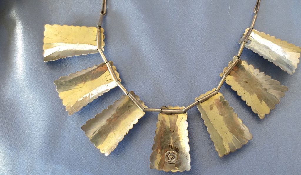 Large Modernist Sterling Black Onyx NAVAJO Collar Necklace Large Modernist Sterling Black Onyx NAVAJO Collar Necklace