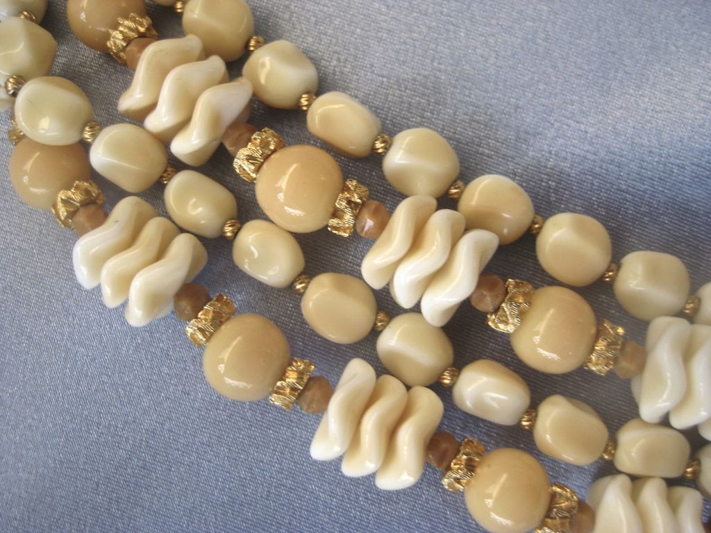 Vintage Hattie CARNEGIE 4 Strand Fancy Glass Bead Necklace Vintage Hattie CARNEGIE 4 Strand Fancy Glass Bead Necklace