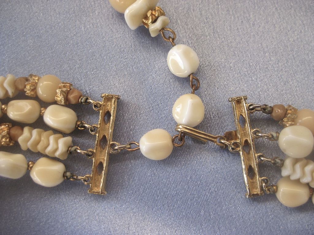 Vintage Hattie CARNEGIE 4 Strand Fancy Glass Bead Necklace Vintage Hattie CARNEGIE 4 Strand Fancy Glass Bead Necklace