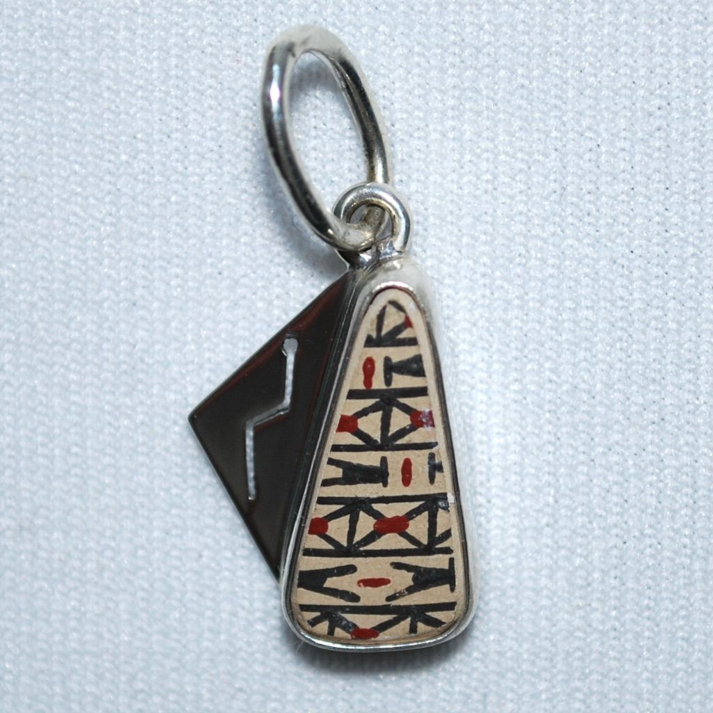Mata Ortiz pottery mini shard and sterling silver pendant Mata Ortiz pottery mini shard and sterling silver pendant