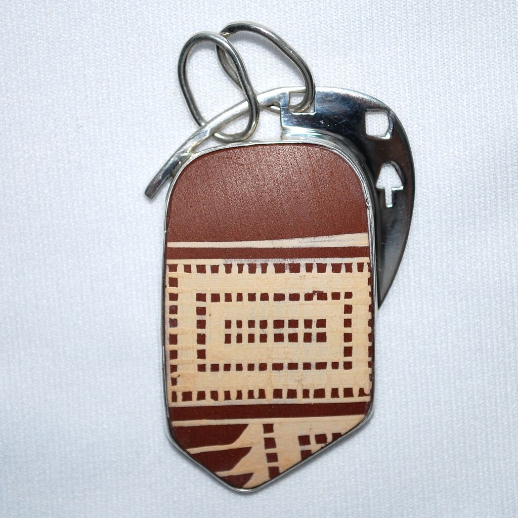 Large Mata Ortiz pottery shard and sterling silver pendant Large Mata Ortiz pottery shard and sterling silver pendant