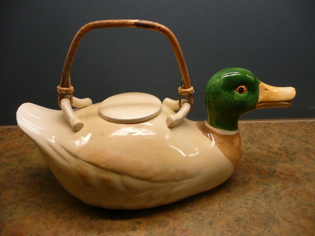 Fitz and Floyd Duck Teapot Handpainted from artgate on Ruby Lane
