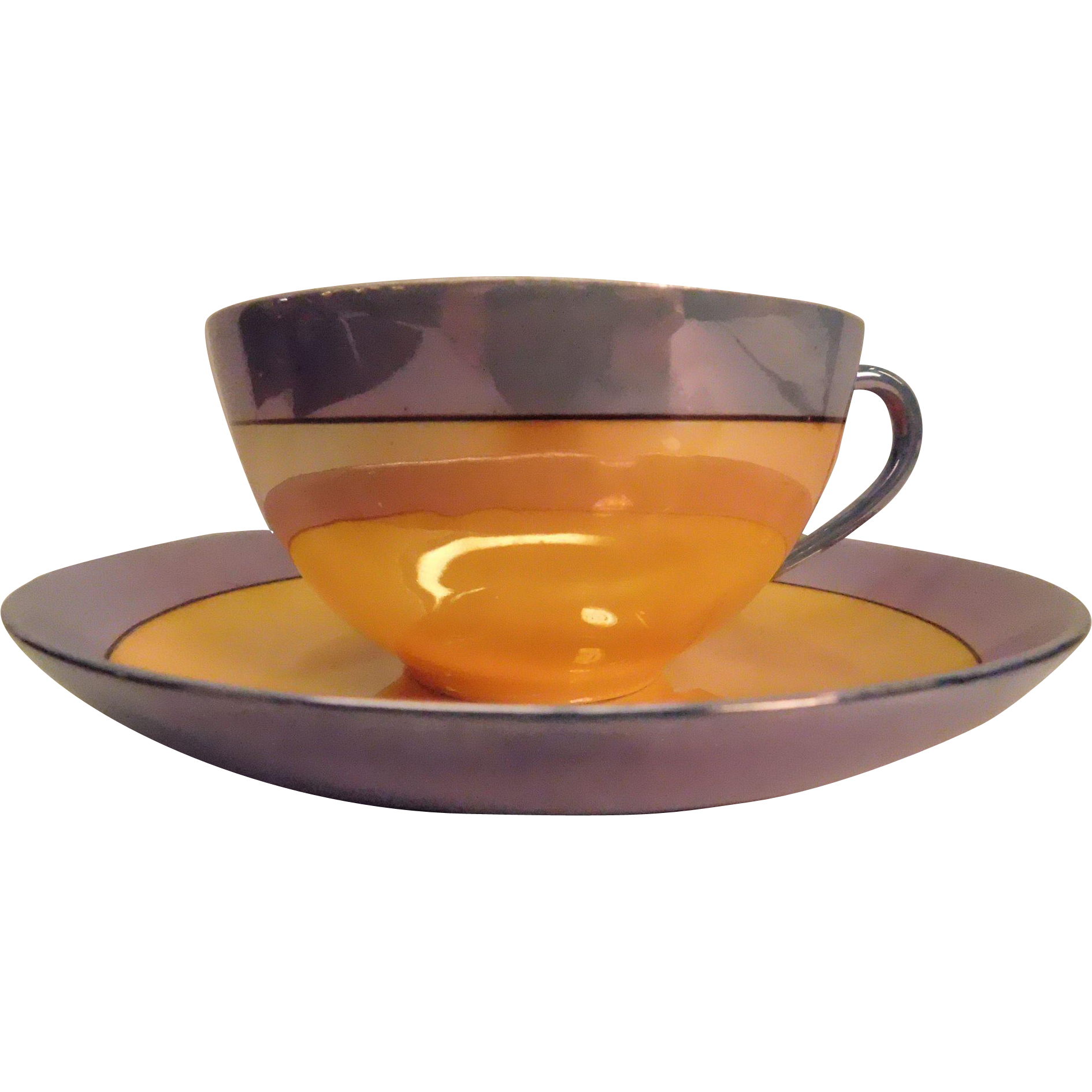 Meito Lustre Ware TeaCup With Saucer Hand Painted Meito Lustre Ware TeaCup With Saucer Hand Painted